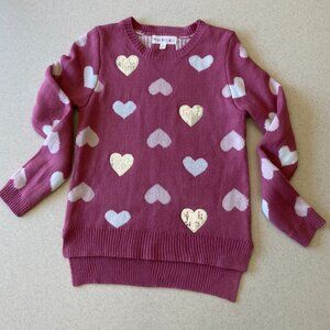 Pink Republic Girls Sweater Size L(14) Hearts EUC Mauve Pink